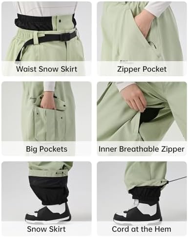 Mens Womens Snowbaord Pants 3L Baggy Snow Ski Pants