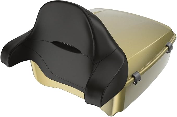 Advanblack Road Glide Tour Trunk Pack Olive Gold King Tour Trunk Pack Luggage +Wrap-Around Backrest Pad for '97-'25 Harley Touring Road King Street Glide Electra Glide CVO models