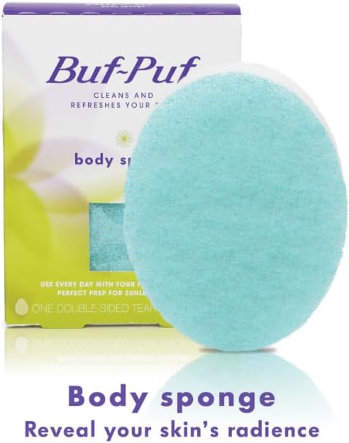 Buf-Puf Body Sponge, Bath Sponge, Dermatologist Developed, Cleanses Skin of Dirt, and Excess Oil, Reusable, Exfoliating, 4 Count