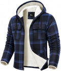 GEEK LIGHTING Men's Flannel Shirts Jacket Sherpa Lined Plaid Zipper Hoodie