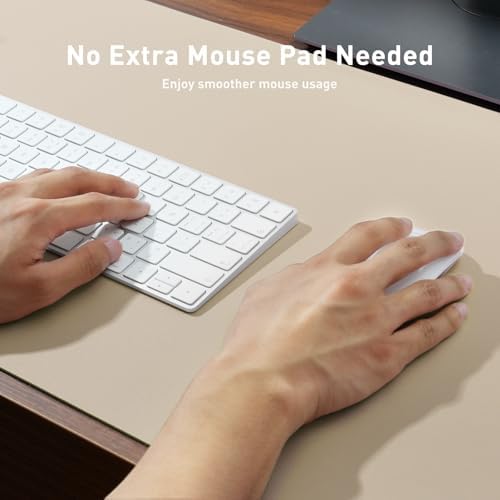 Aothia Faux Leather Desk Mat – Large Mouse Pad, Non-Slip PU Leather Blotter, Waterproof Writing Surface for Office and Home (Beige, 47.2" x 23.6")