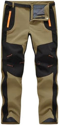 TBMPOY Men's Snow Ski Hiking Pants Waterproof Winter Fleece Lined Pants Camping Skiing Ice Fishing Pants with Belt