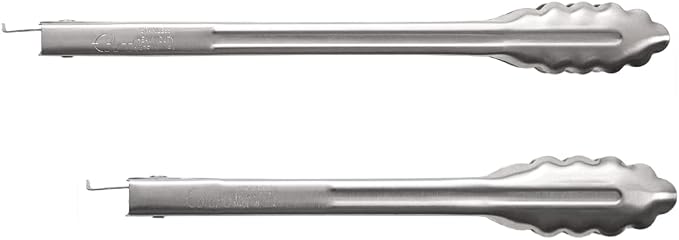 Rada Cutlery 2-Piece 9" and 12" Heavy-Duty Tongs Set (B313 + B314) | Scalloped Edges, Stainless Steel