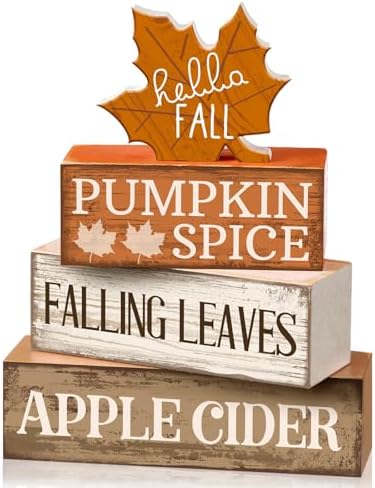 Moucuny 4 Pcs Fall Decor Wooden Maple Leaf Decoration Thanksgiving Decor