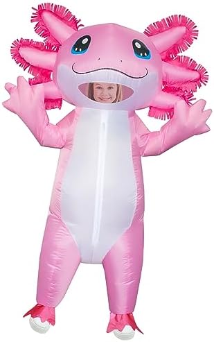 Stegosaurus Inflatable Axolotl Costume for Kids Halloween Kid Blow Up Costume Deluxe Pink Costumes for Girls Boys Cosplay Party