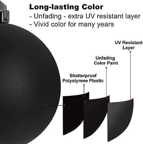 Black 2.5" Christmas Balls Christmas Tree Decoration Ornaments Shatterproof Hanging Balls for Birthday Halloween Holiday Wedding Decorations Set of 36pcs