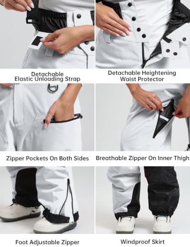 Mens Womens Baggy Snowboard Bibs Waterproof Insulated Ski Pants