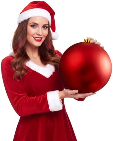Threan 8 Inch Large Red Matte Christmas Ball Ornaments