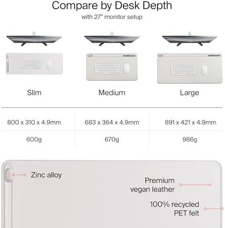 Orbitkey Slim Leather Desk Mat - Stone Desk Pad