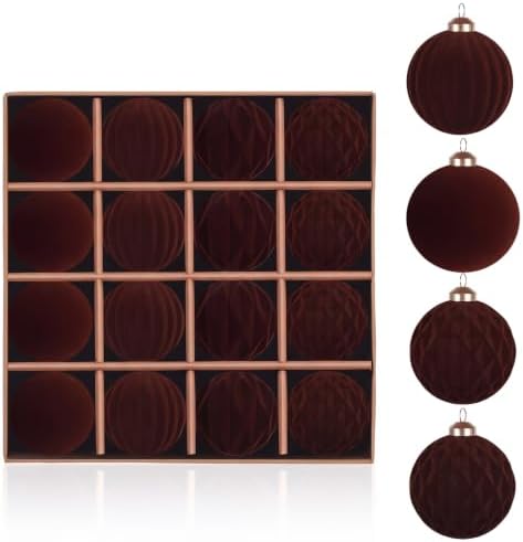 Christmas Ornaments Set Brown Velvet 2.36 in Decorative Balls