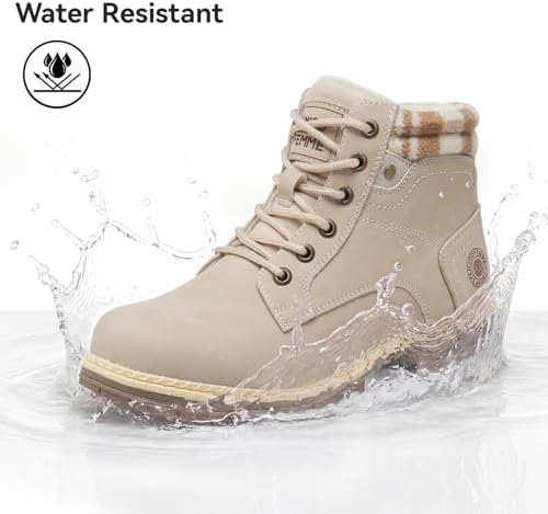 ANJOUFEMME Women Waterproof Hiking Boots Winter Snow Non Slip Outdoor Shoes
