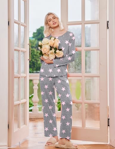 Ekouaer 2 Pack Womens Pajama Sets Long Sleeve Long Pants Pjs Loungewear