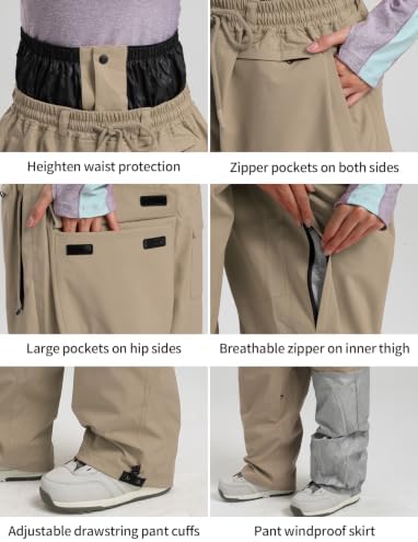 GSOU SNOW Mens Womens Snow Pants Baggy Snowboard Ski Pants 15K Waterproof