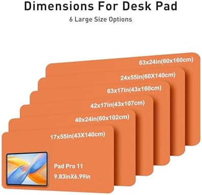 Aothia Faux Leather Desk Mat - Large Mouse Pad, Non-Slip PU Leather Blotter, Waterproof Writing Surface for Office and Home (Hermes Orange, 63" x 24")