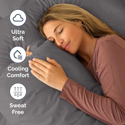 Short Queen Size 4 Piece Bed Sheet Set - RV Short Queen Sheets - Dark Grey