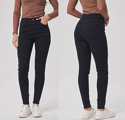 Yehopere Women's Winter Fleece Lined Jeans Slim Fit Warm Skinny High Waist Denim Jean
