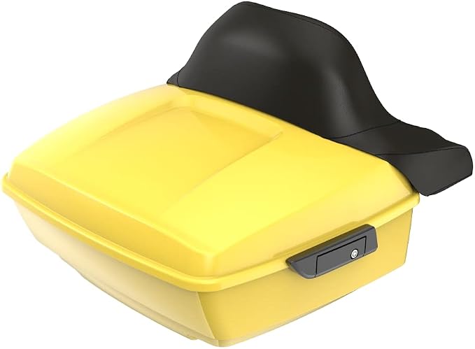 Advanblack Road Glide Tour Trunk Pack Industrial Yellow King Tour Trunk Pack Luggage +Wrap-Around Backrest Pad for '97-'25 Harley Touring Road King Street Glide Electra Glide CVO models
