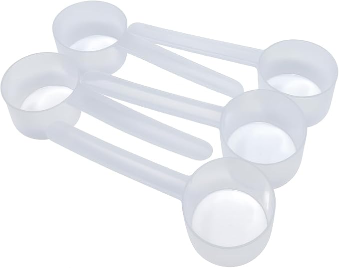 4 Teaspoon (20 mL) Long Handle Plastic Measuring Spoon for Coffee, Protein Powder, Pet Food, Spices, Grains, Dry Goods – Food-Grade BPA-Free (Pack of 5)