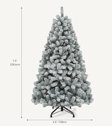 DWVO 7.5ft Snow Flocked Artificial Christmas Tree, 1360 Tips