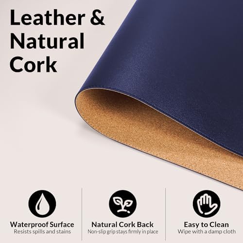 AFIING Cork Desk Mat, Sapphire Blue, 35.4" x 17"