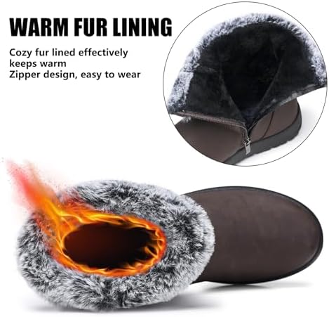 TEMOFON Women Snow Boots Waterproof: Fur Lined Warm Winter Ankle Booties