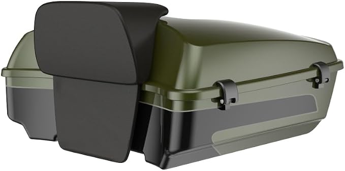 Advanblack 2026 Road Glide Olive Steel Metallic/Vivid Black Chopped Tour Trunk Pack Backrest Pad for '97-'26 Harley Touring Road King Street Glide Electra Glide CVO models