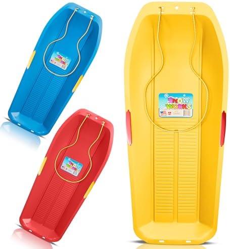 39" Toboggan Lifetime Sled: Durable High-Density Plastic Sleds for Kids, and Teens 1 Person Snow Sleds for Kids and Teens W/Handles and Pull Rope