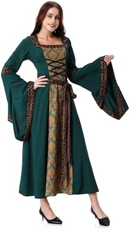 Colorful House Women Hooded Medieval Renaissance Dress Halloween for Adult