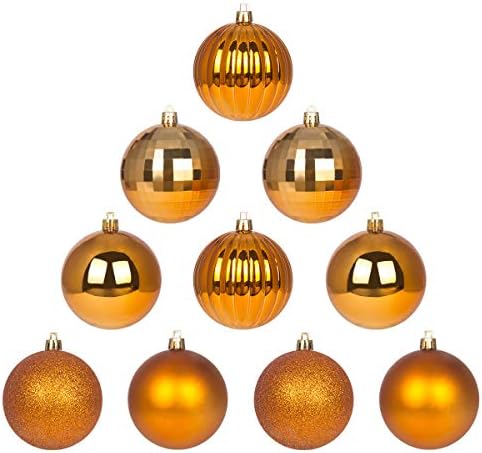Orange Bronze 2.5" Christmas Balls Christmas Tree Decoration Ornaments Shatterproof Hanging Balls for Birthday Halloween Holiday Wedding Decorations Set of 10pcs