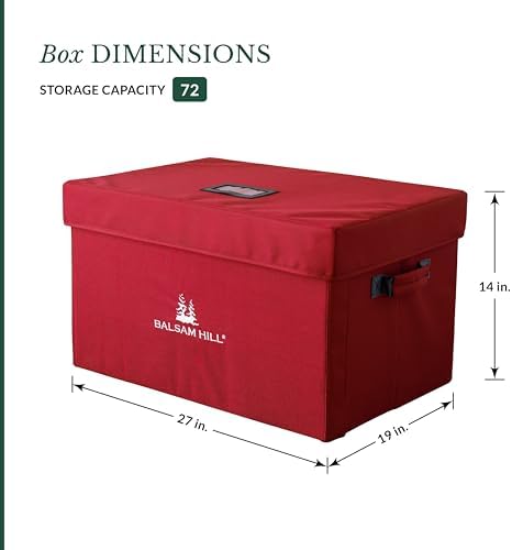 Balsam Hill Bauble Storage Bag - 72-Piece Christmas Ornament Storage Box with Drawer-Style Trays for Christmas Tree Ornaments Organization