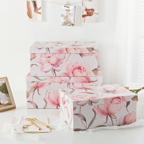 Soul & Lane - Peonies Paradise Decorative Storage Boxes with Lids, Set of 3