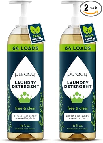 Puracy Laundry Detergent - Enzyme-Powered Liquid Laundry Detergent Concentrate, Natural Laundry Detergent Seen on TikTok, Non-Toxic (Free & Clear, 16 fl oz, 64 Loads) (Pack of 2)