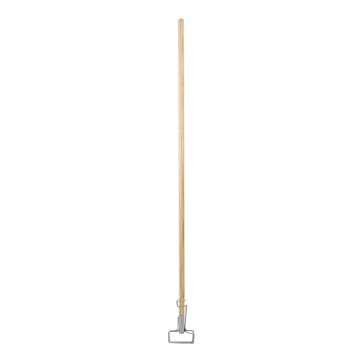 Boardwalk BWK609 Spring Grip Metal Head Mop Handle for Most Mop Heads, 60" Wood Handle