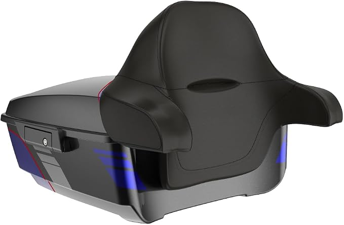 Advanblack 2025 RG Tour Trunk Pack Blue Streak King Tour Trunk Pack+Wrap-Around Backrest Pad Fits For Harley Touring CVO Road King Street Glide Electra Glide Ultra Limited 1997-2025