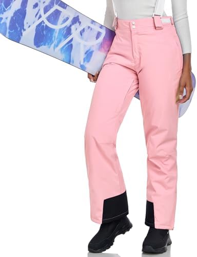 Women's Snow Ski Pants Insulated Winter Warm Outdoor Waterproof Snowboard Pants Bibs Detachable Suspender