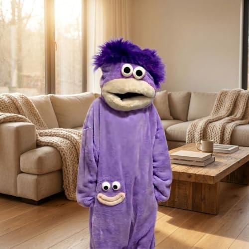 Adult Big Mouth Monster Onesie with Giant Comb, Funny Halloween Cosplay Outfit for Christmas Party Sleepwea
