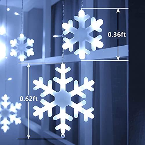 Christmas Snowflake Lights Outdoor, 17.22ft 264 LED Snowflake Icicle Lights with 22 Drops, 8 Modes connectable Plug In Christmas Light Waterproof for Eaves, Garden, Indoor & Outdoor Xmas Decor (White)