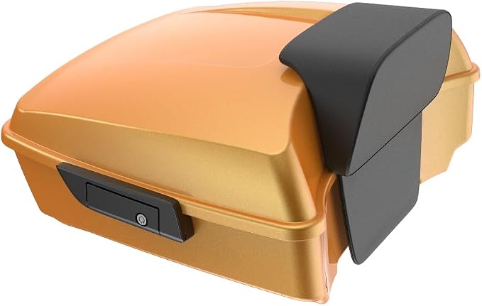 Advanblack Road Glide Tour Trunk Pack Hard Candy Gold Flake Chopped Tour Trunk Pack Backrest Pad for '97-'25 Harley Touring Road King Street Glide Electra Glide CVO models