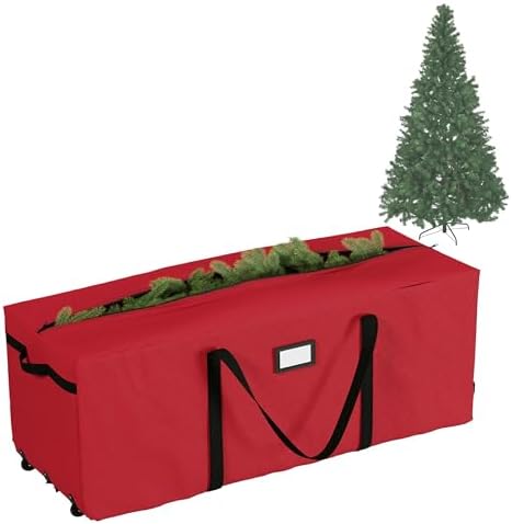 Elf Stor Christmas Tree Storage Bag with Wheels, Red, 67” x 28” x 24”