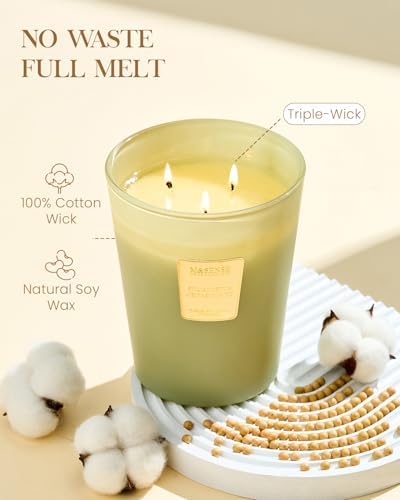 M&SENSE Eucalyptus Cedarwood Soy Candle, 35oz 3-Wick, Woody Relaxing Spa