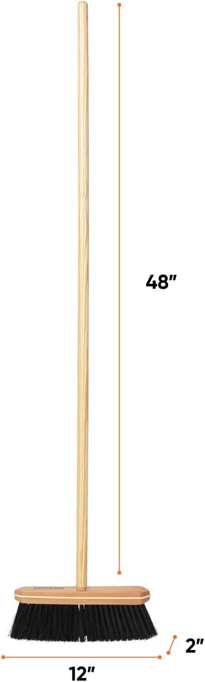 Superio Kitchen Broom Premium Black Tampico Bristles, Wood USA Handle, Heavy Duty Household Broom - Easy Swiping Dust and Wisp, Home, Kitchen Bedroom, Lobby, Floors and Corners
