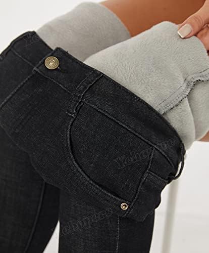 Yehopere Women's Winter Fleece Lined Jeans Slim Fit Warm Skinny High Waist Denim Jean