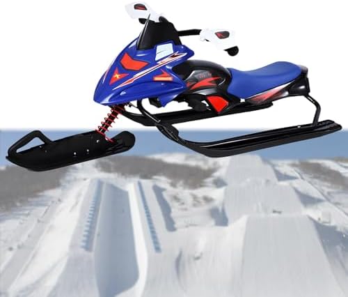 NYANS Ski Sled Slider Board/Snow Racer Sled with Steering Handle with Responsive Steering & Shock-Absorbing Column, Heavy Duty Long-Lasting Steel Frame Snow Sled for Kids Blue