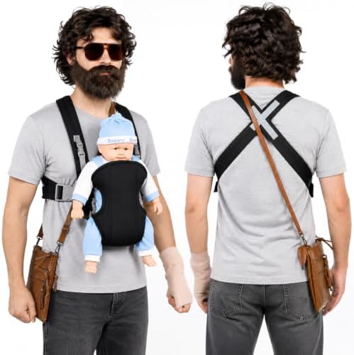 8PCS Halloween Baby Carrier Costume for Men Adult Funny Dad Wig Beard Set