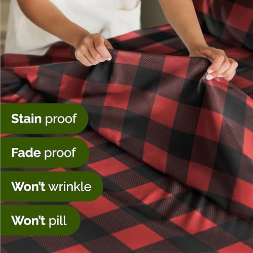 Christmas Sheet Set, Buffalo Plaid, Holiday Xmas Bedding Set - King Size
