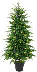 4FT Norfolk Pine Tree with Lights, Artificial Pine Christmas Tree for Decor