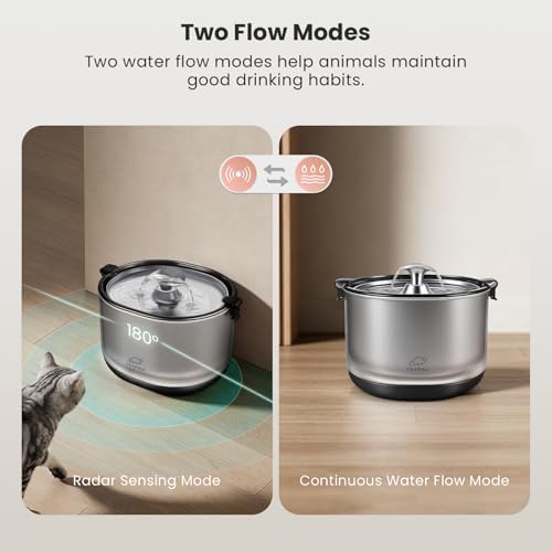 Pumpless Cat Water Fountain Stainless Steel Cat Fountain 2.5 L