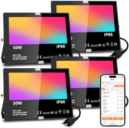 MELPO LED Flood Light Outdoor 50W, 500W Equivalent RGB Landscape Lighting