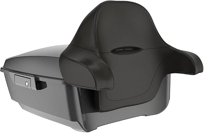 Advanblack Road Glide Tour Trunk Pack Black Quartz King Tour Trunk Pack Luggage +Wrap-Around Backrest Pad for '97-'25 Harley Touring Road King Street Glide Electra Glide CVO models