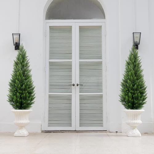 Vitalismo 5FT Artificial Cedar Trees Set of 2 for Outdoor Front Porch